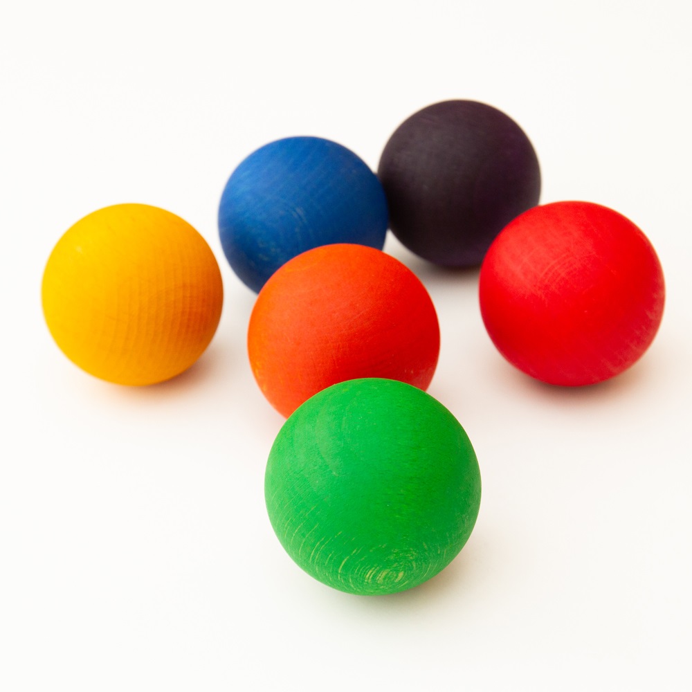 Wood Coloured Balls 4.5cm 6 pcs  (6 colours)