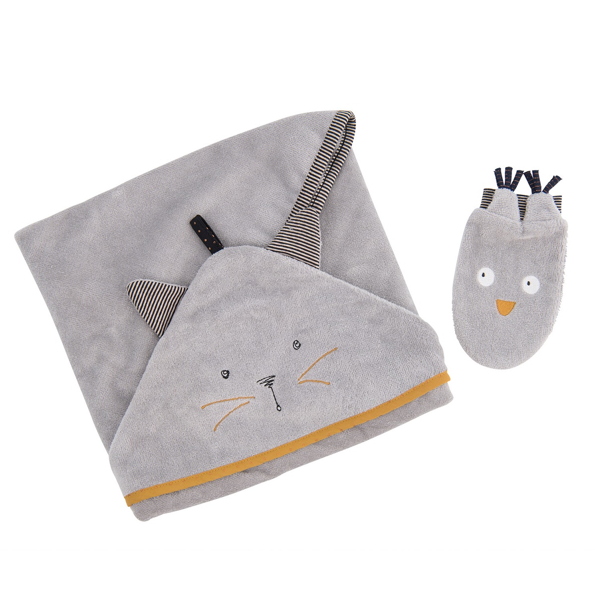 Moustaches - Hooded Towel and Mitt