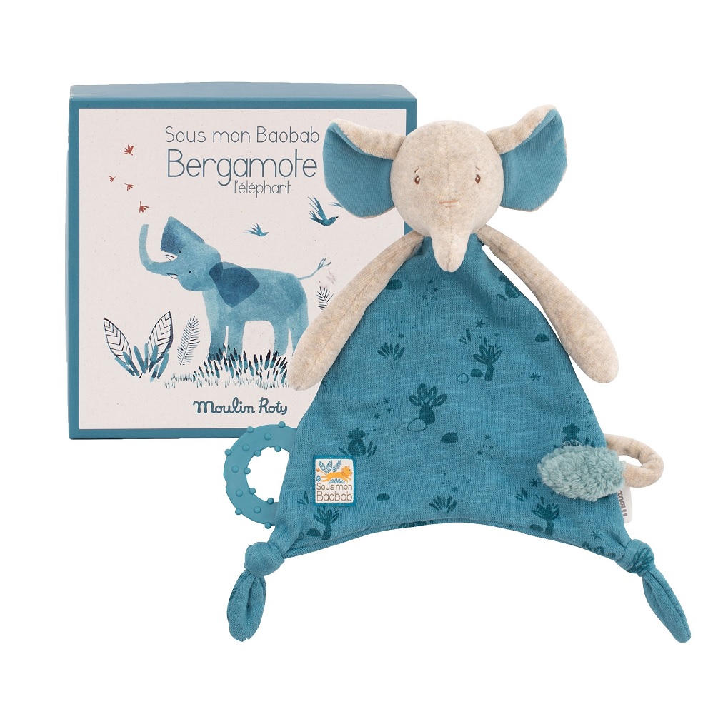 Sous Mon Baobab - Elephant Cuddle Toy w/Pacifier Ring  