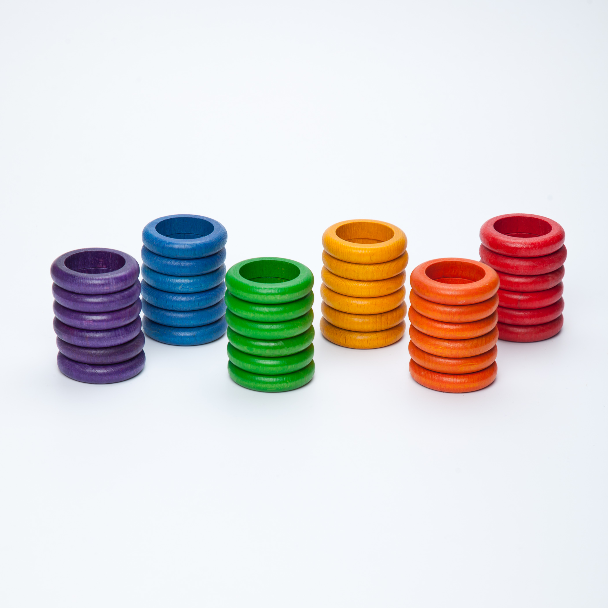Wood Coloured Rings 36 pcs (6 colours)    