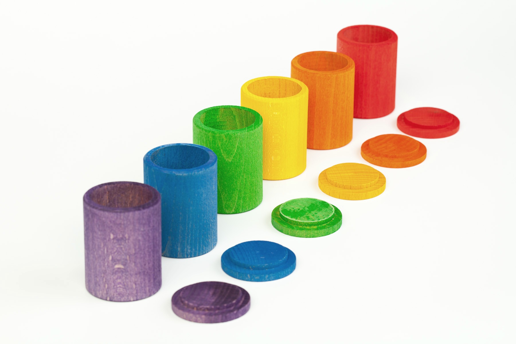 Wood Coloured Cups With Lids x 6     (6 colours)