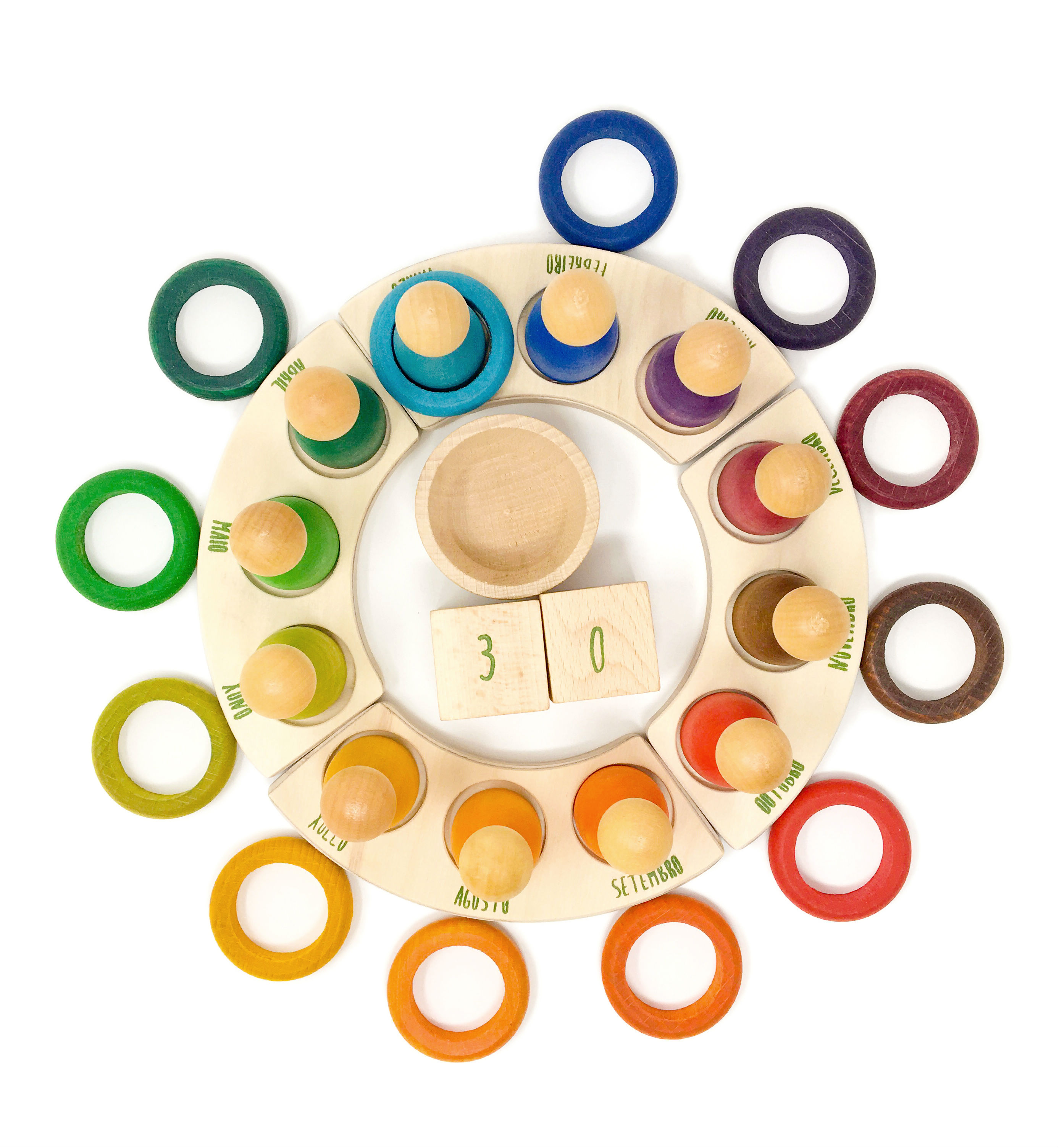 Wood Coloured Rings 12 pcs (12 colours) Complement Perpetual Calendar    