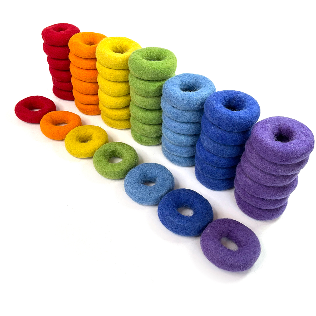 Papoose - Rainbow Felt Rings / Donuts 49pcs (7 colours) WHILE QTY LAST