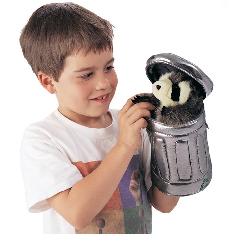 Raccoon In Garbage Can 