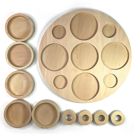 Round Sorting Tray with dishes  