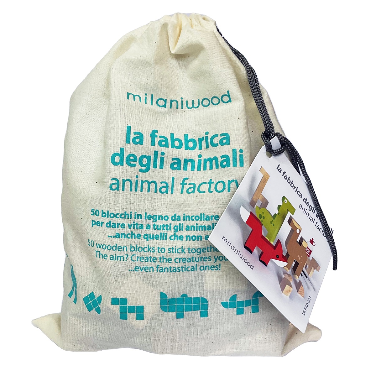 Milaniwood Animal Factory Activity With Cotton Bag WHILE QTY LAST