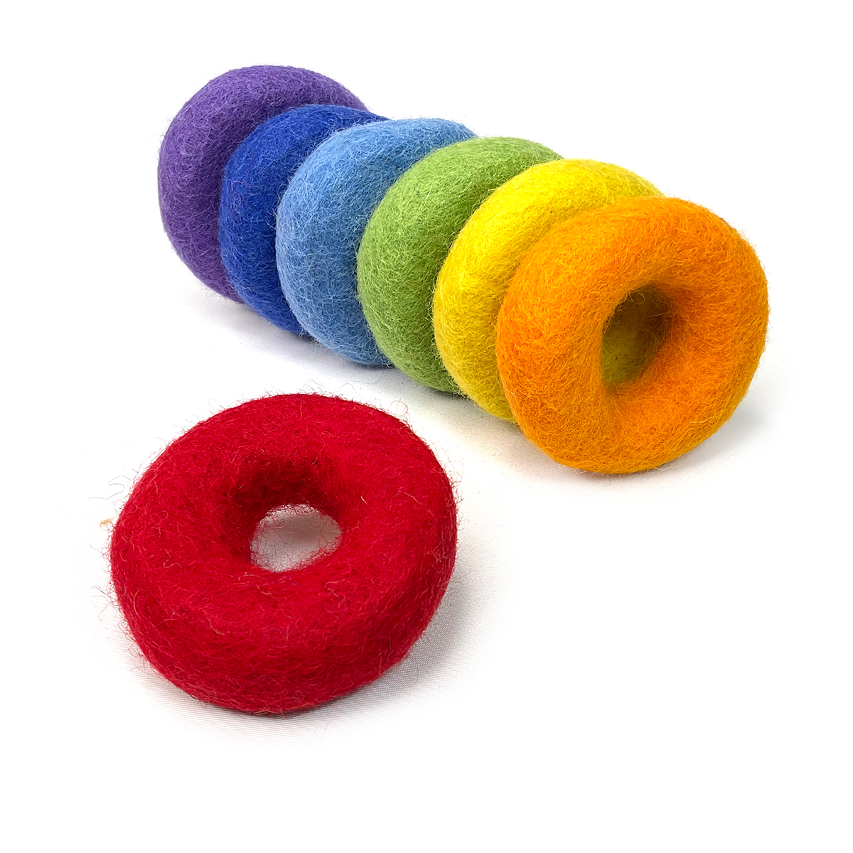 Papoose - Rainbow Felt Rings / Donuts 7pcs (7 colours) WHILE QTY LAST