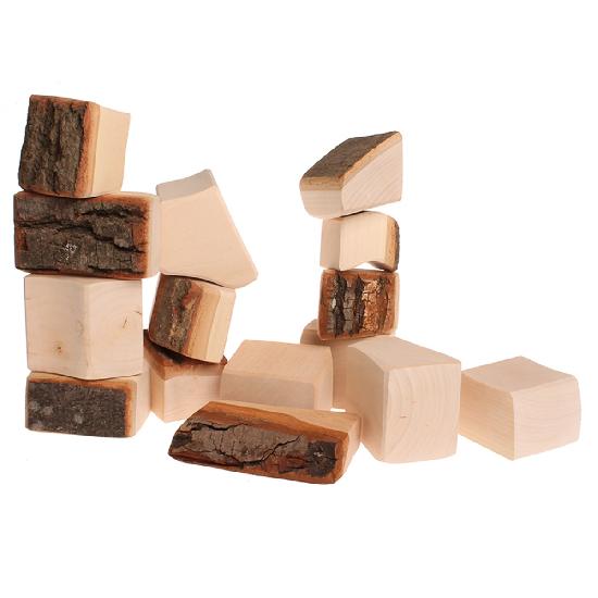 Blocks Large With Bark, Natural 15 pcs