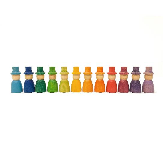 Wood Coloured Wizard Nins With Hats 12 pcs   (12 colours)