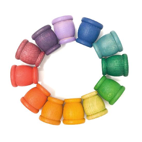 Wood Coloured Mates / Pots / Egg Cups  12 pcs (12 colours) 