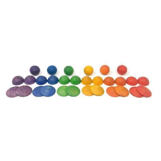 Wood Coloured Rounds 30 pcs  (6 colours) 