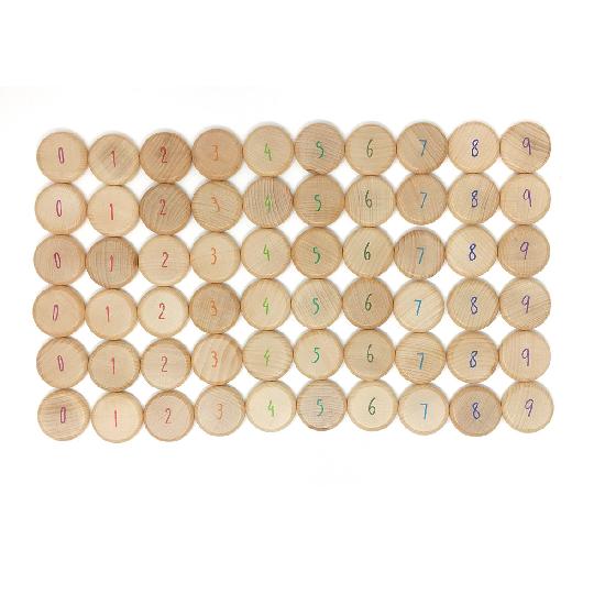 Wood Coins to Count 60 pcs