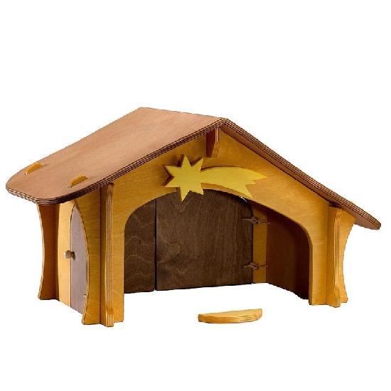 Nativity Stable with Star and Bird Perch