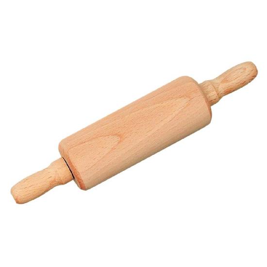 Wood rolling pin with steel axle (23cm) 