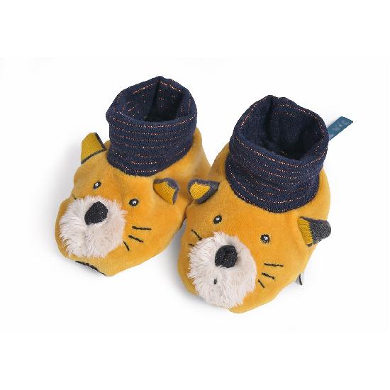 Moustaches - Lulu Yellow Slippers (0-6 months)