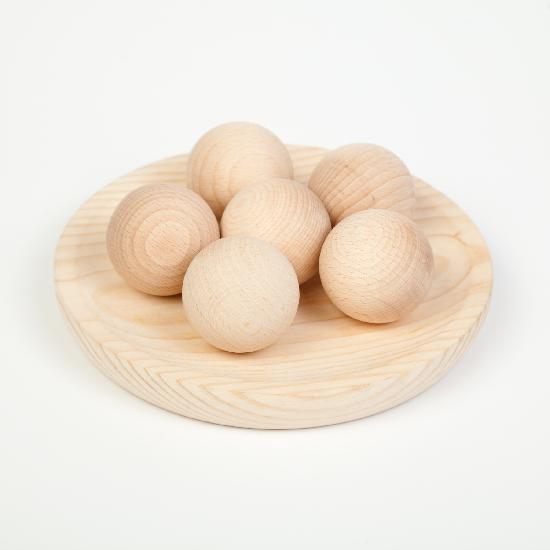 Wood Natural Balls 4.5cm 6 pcs  (PLATE NOT INCLUDED)   