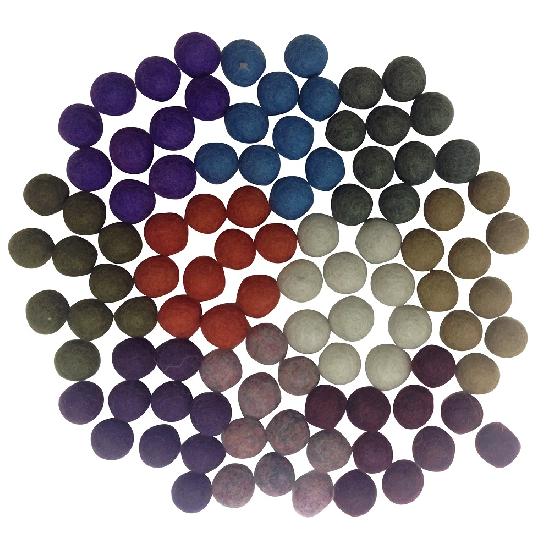 Papoose - Felt Balls Warm Colours 1.5cm 100 pcs WHILE QTY LAST 