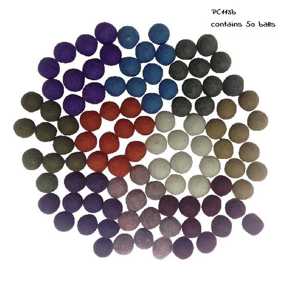Papoose - Felt Balls Warm Colours 2.5cm 50 pcs WHILE QTY LAST