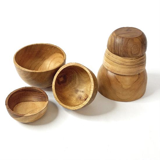 Wood Nesting Bowls 6pcs 