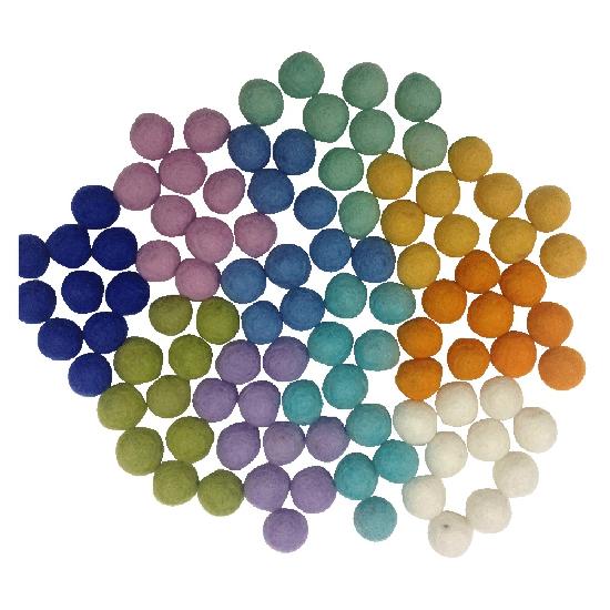 Papoose - Felt Balls Light Colours 2.5cm 100pcs WHILE QTY LAST