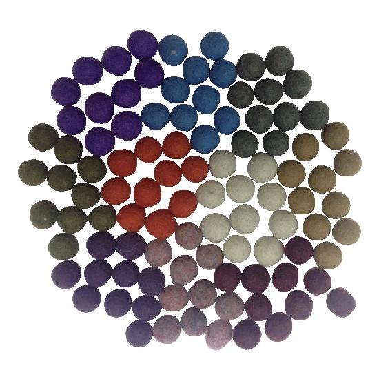 Papoose - Felt Balls Warm Colours 2.5cm 100 pcs WHILE QTY LAST