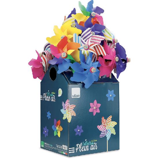 Outdoor - Windmill / Pinwheels with wood centre Display (24 Assorted) 